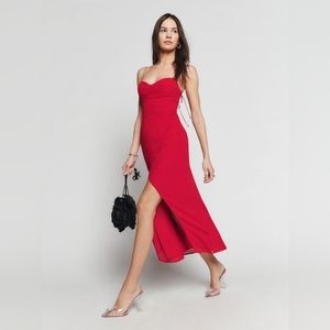 Reformation Kourtney Dress in Cherry Red Size 10